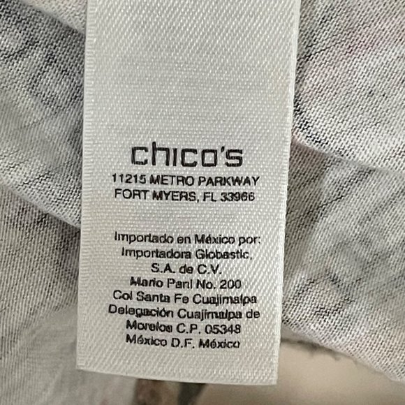 Chico’s women's size 1(8/M) brown print tie hem 3/4 sleeve v neck top - Picture 5 of 10